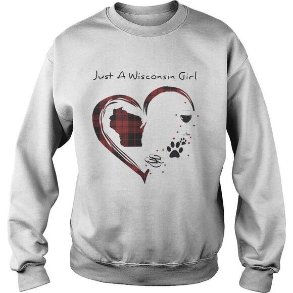 Other - Just A Wisconsin Girl Love Flip Flop Dog Wine Wisconsin Map Sweatshirt